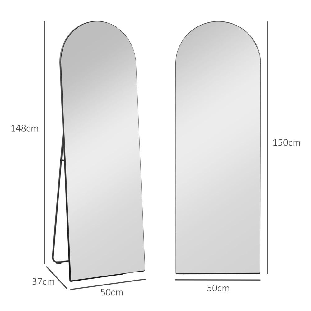 Bågspegel i full längd, 150 cm stående spegel med stativ, splittersäker