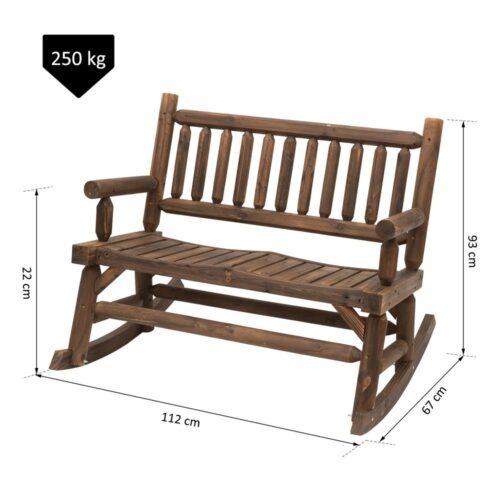 Rustik Gran Wood Dubbel Swingbänk för trädgårdsavkoppling – 112x67x93cm