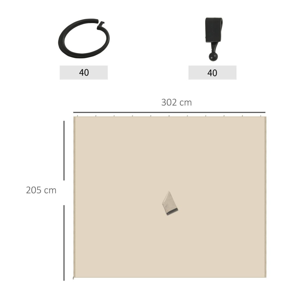 3x3m Sidopaneler för lusthus - Enkel installation med krokar och C-ringar - Slitstark polyesterkonstruktion