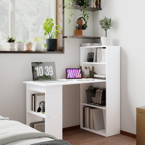 Skrivbord Köksbord med Hylla | Modern design | 120x55cm Datorbord för Laptop och Kontor | Gott om förvaringsutrymme | Hållbar spånskivekonstruktion