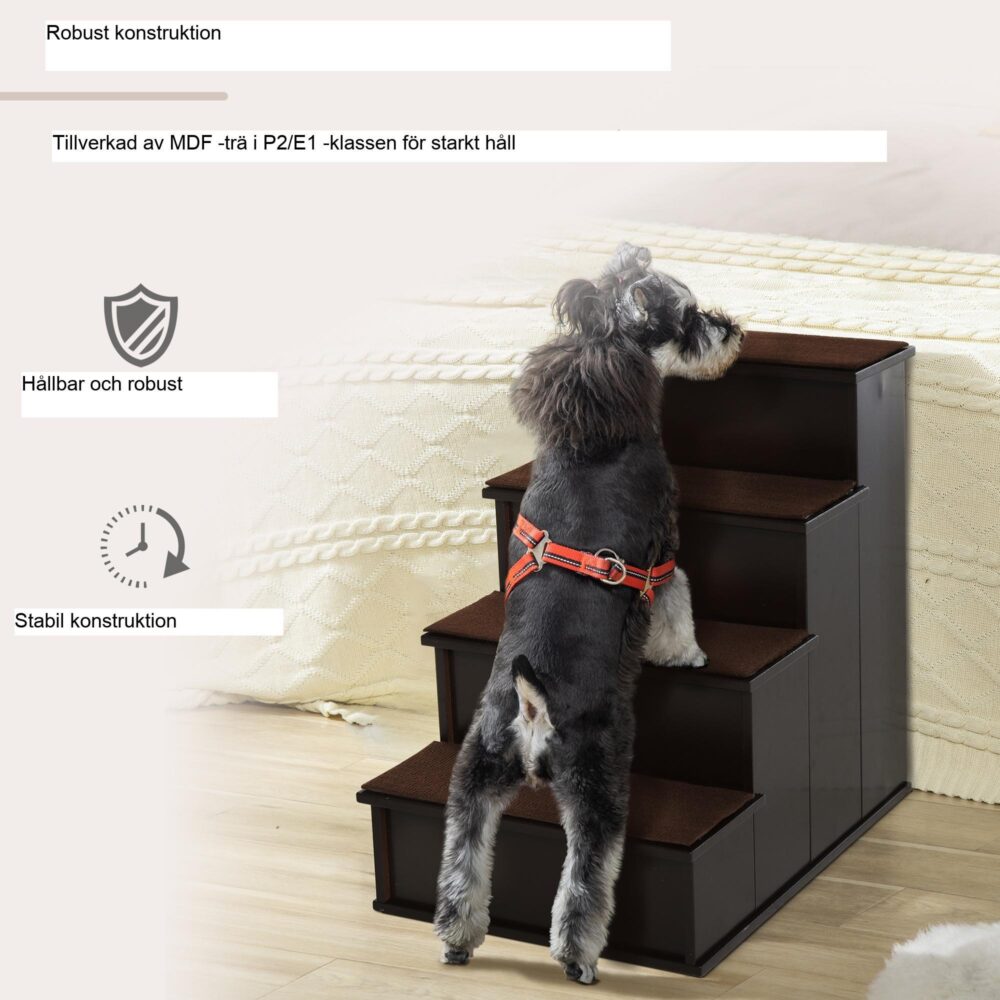 Pet Stairs Hund och katt med LÄTT KLÄTTRING – Robust MDF-konstruktion för säker rörlighet, stöder upp till 30 kg