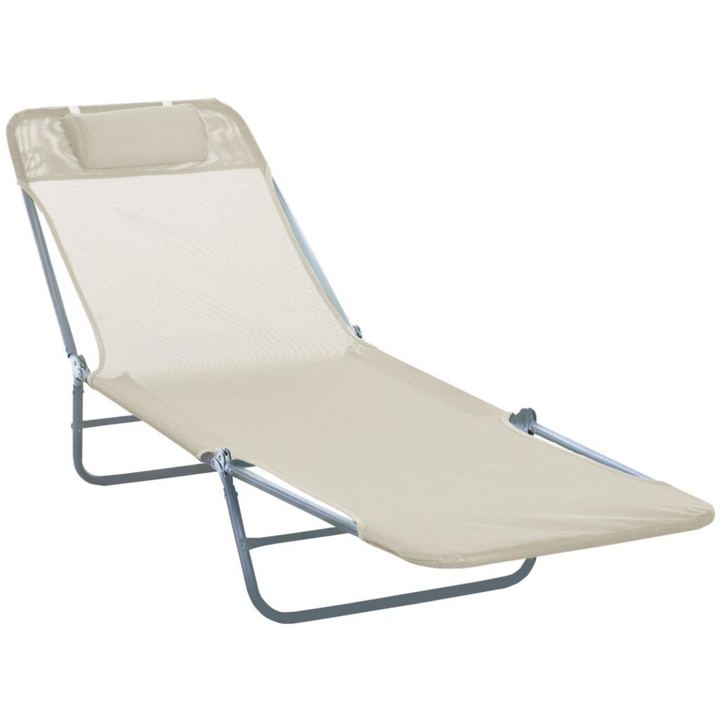 Sun Lounger Garden hopfällbar stol med justerbart ryggstöd - väderbeständig och bärbar för utomhusbruk