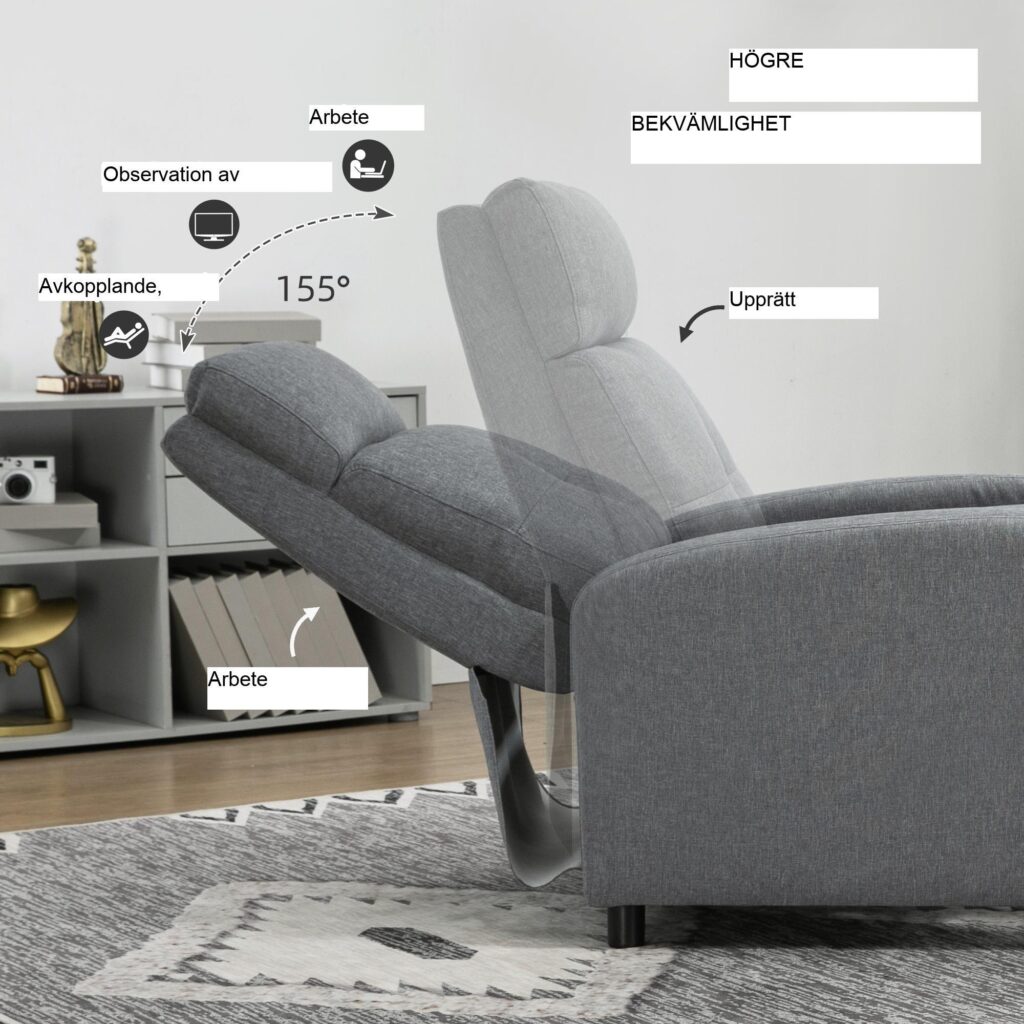 Koppla av fåtölj med liggande funktion - Ultimate Comfort and Support | Snabbmontering