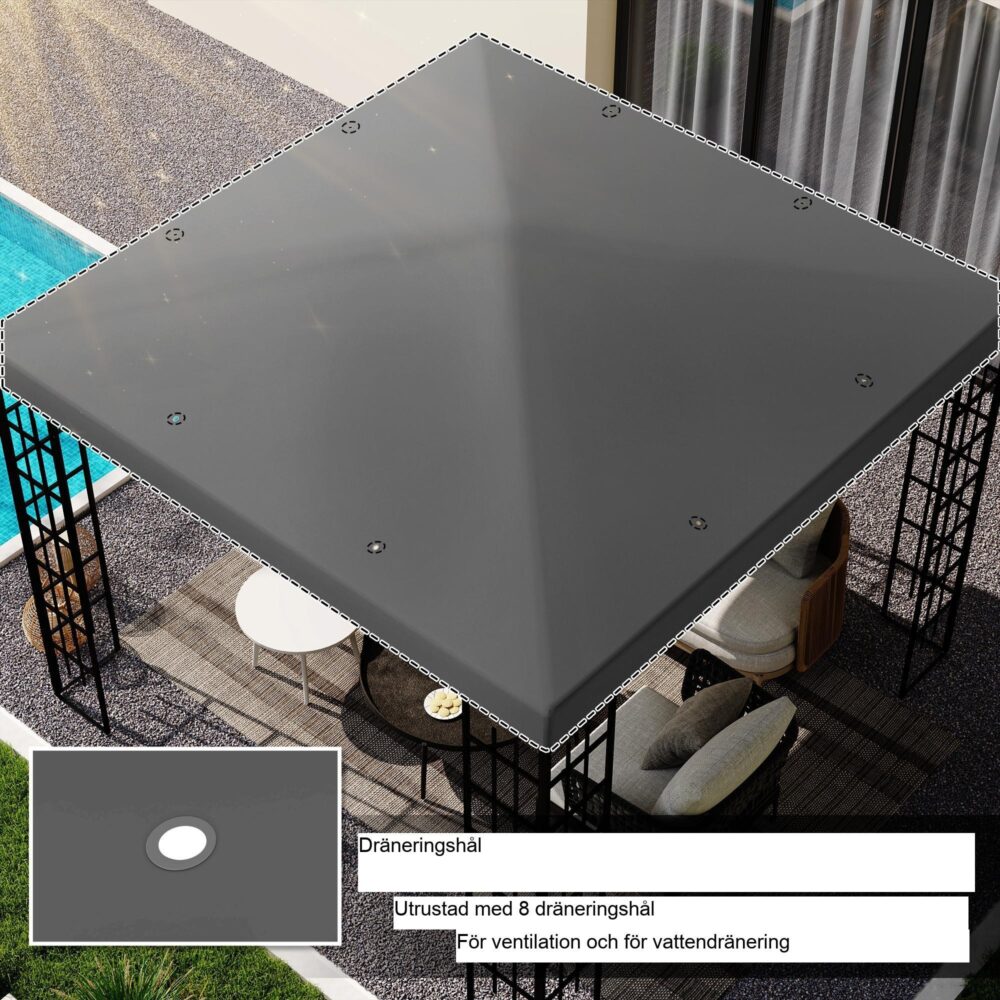 Ersättningstak för lusthus 3x3m – Vattentät, snabb installation, slitstarkt 600D Oxford-tyg | Artikelnummer 84C-303