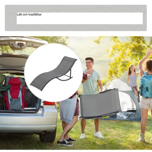 Set med 2 ergonomiska S-formade solstolar – vikbar design med andningsbart Texteline-tyg