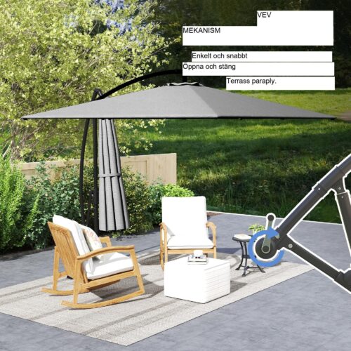 Konsol Parasoll Ø260cm UV-skydd 50+ | Vindtätt, vattenavvisande och lutbart trädgårdsparaply med stativ och överdrag