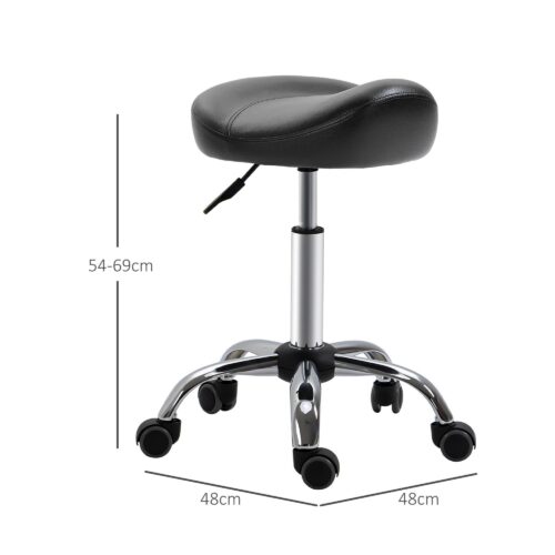 Ergonomisk höjdjusterbar rullstol med vadderat syntetiskt lädersäte, 360 ° roterande och mobil