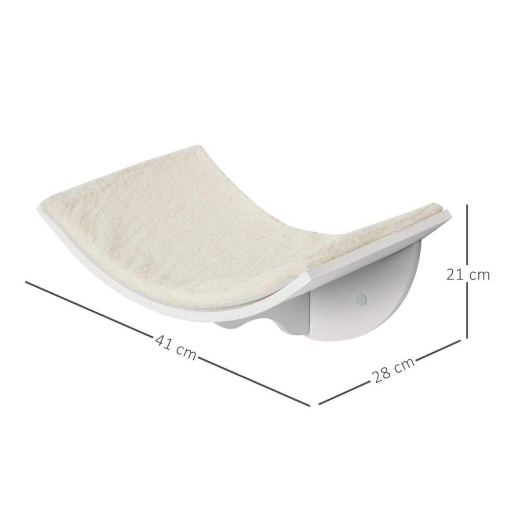 Cat Lounger Vägghylla - Böjd design för mysiga tupplurar, enkel väggmontering för platsbesparande kattsäng med mjukt fleeceöverdrag