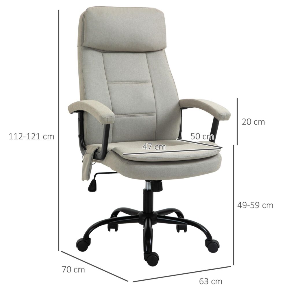 Ergonomisk massagekontorsstol med vibrationsfunktion, höjdjusterbar och svängbara hjul för komfort på hemmakontoret