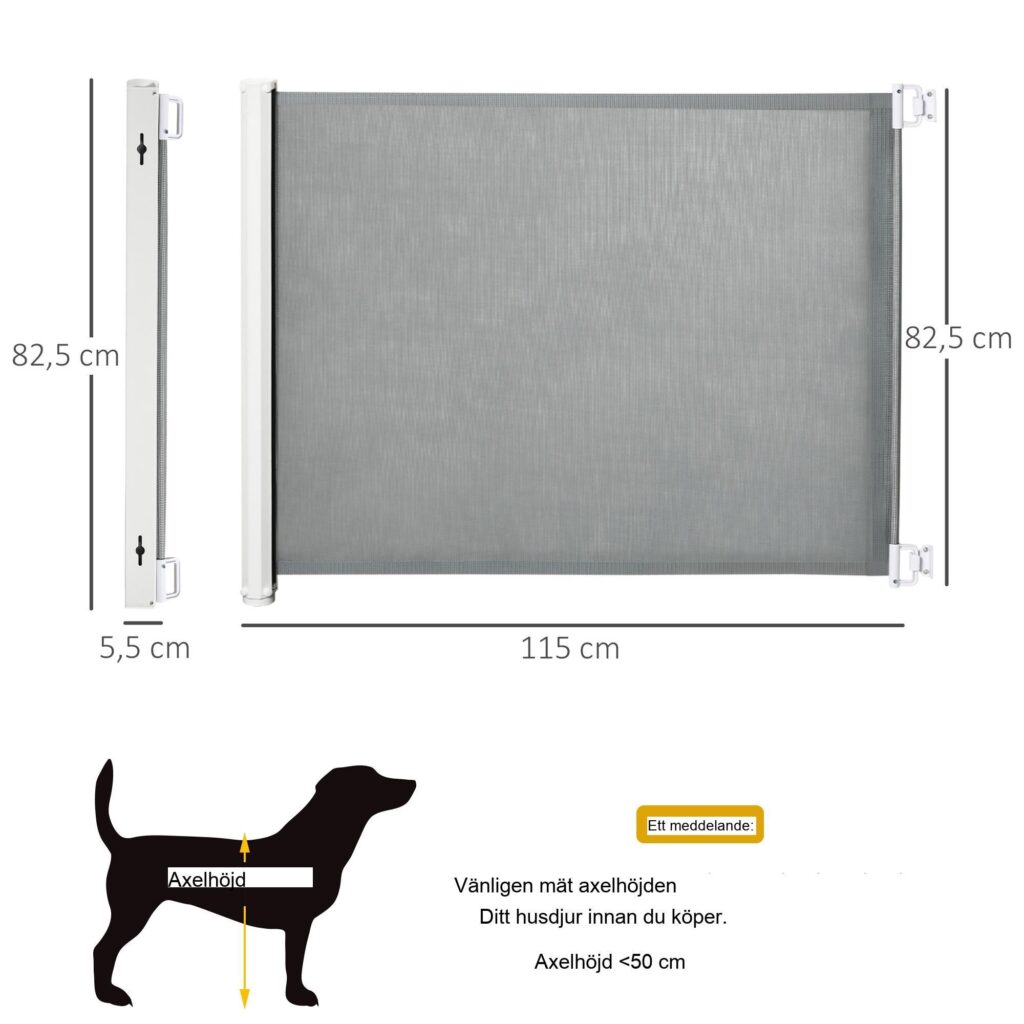 Utdragbar Dog Safety Partition Gate - Enkel enhandsfjärrkontroll för trappor, dörrar och mer