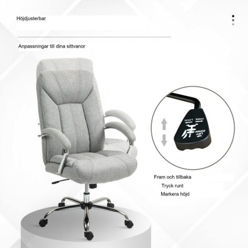 Ergonomisk kontorsstol med gungfunktion – justerbar höjd, snurrbar design och tyg som andas | 65x78x110-118cm
