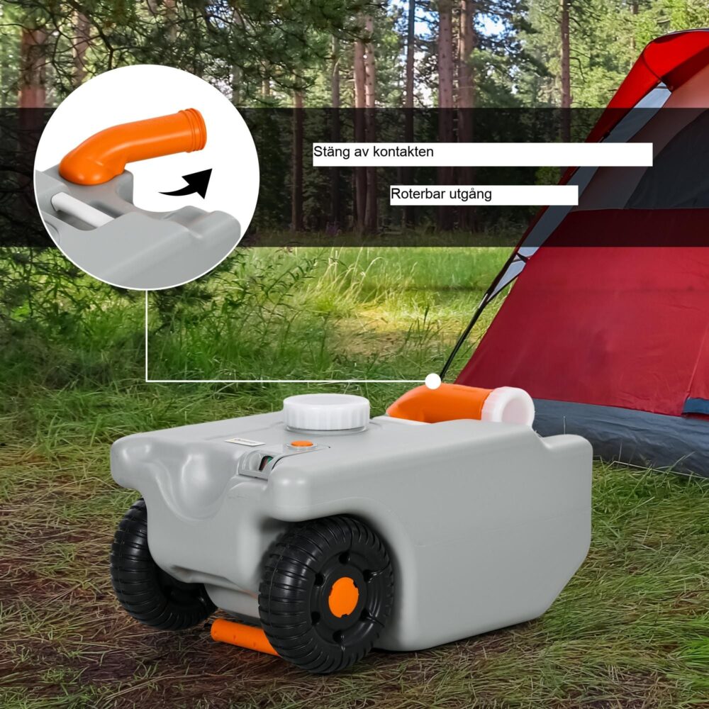 22 liters smutsvattentank rullande bärbart vikbart handtag roterande pip inga stänk design