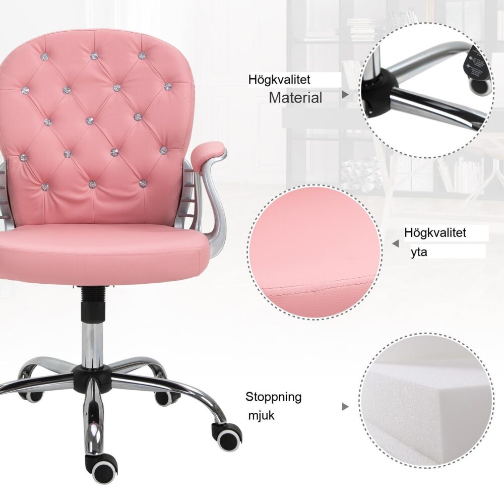 Ergonomisk chefsstol med diamantknappar – mjukt PU-läder, justerbar höjd