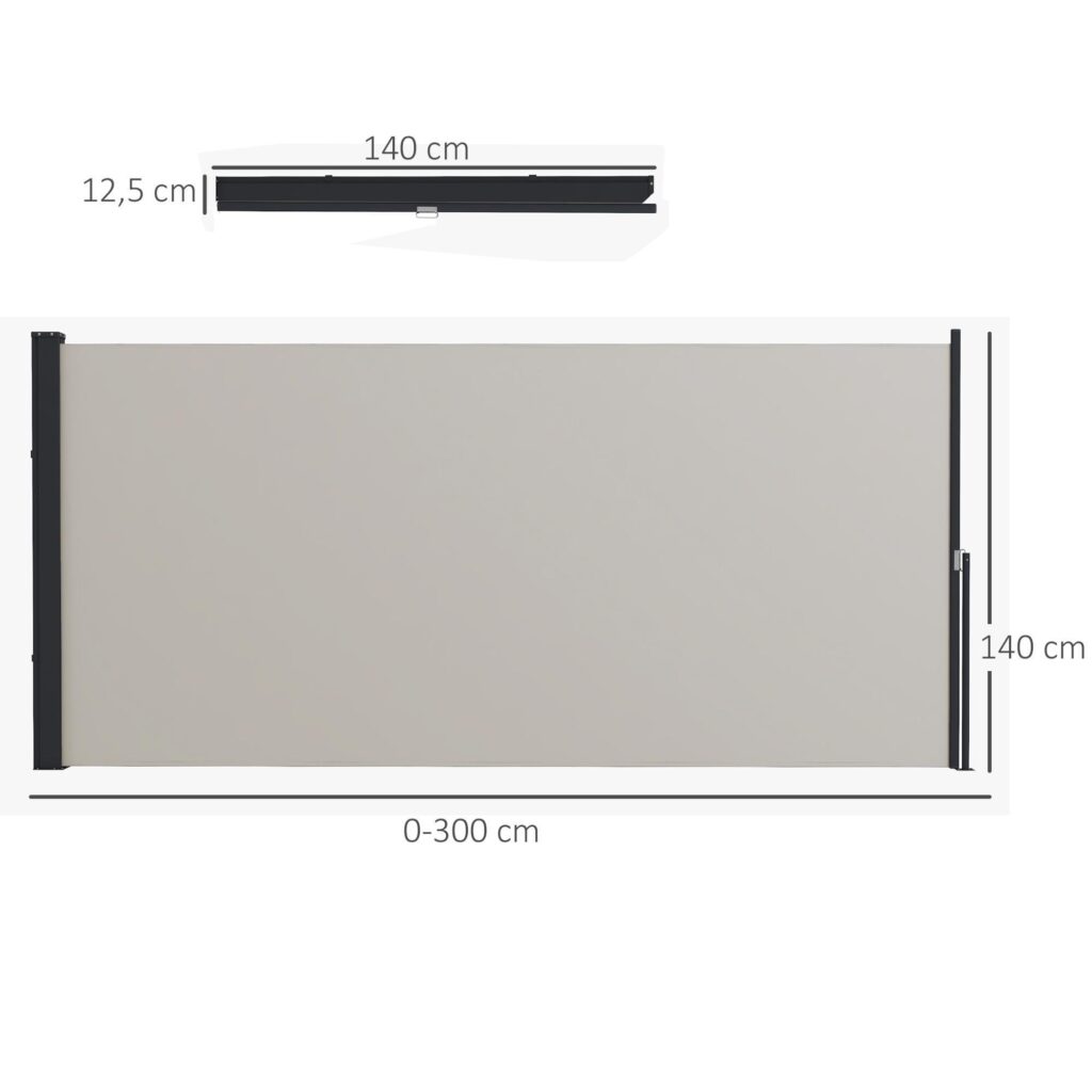 Utdragbar sidomarkis 300x140cm med UV30+ skydd, enkel montering, hållbar metallram