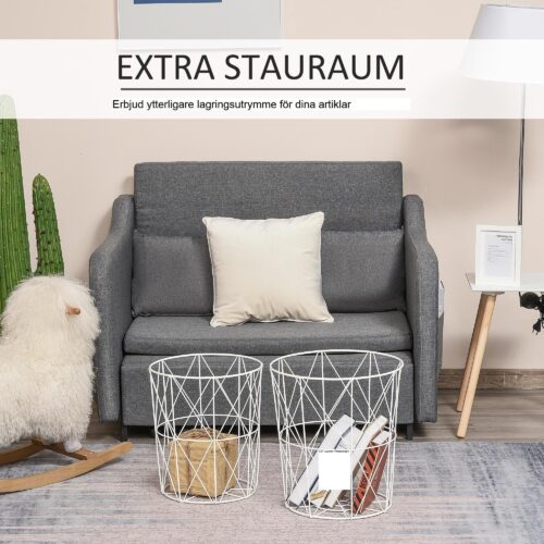 Set med 2 sidobord med soffbord och inbyggd förvaring | Platsbesparande och mångsidig design för vardagsrum och sovrum
