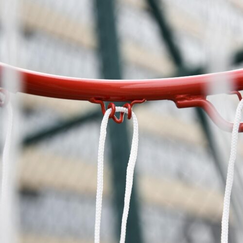 Basketkorg för utomhusbruk med justerbar höjd (194-249 cm) | Förstärkt stålring och väderbeständigt nät | Mobilt stativ med hjul för enkel förflyttning