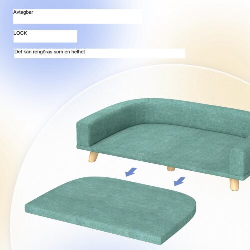 Hundsoffa: Maximal komfort hundsäng med dyna för stora hundar, upphöjd design med träben | Grön 98x67x25cm