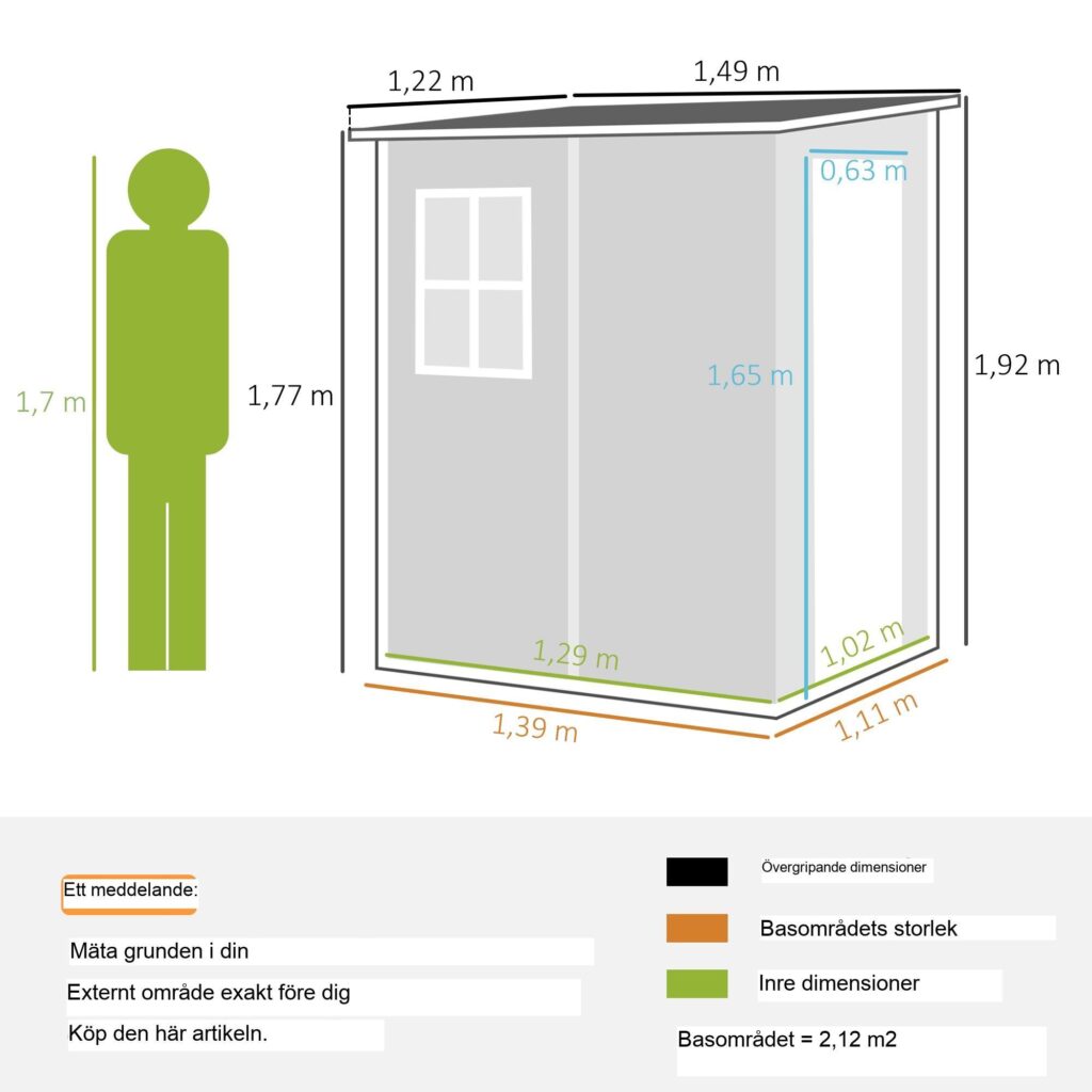 Trädgårdsskjul 1,54m³ - Rymligt förråd med låsbar dörr och ljust fönster | Hållbar aluminiumkonstruktion