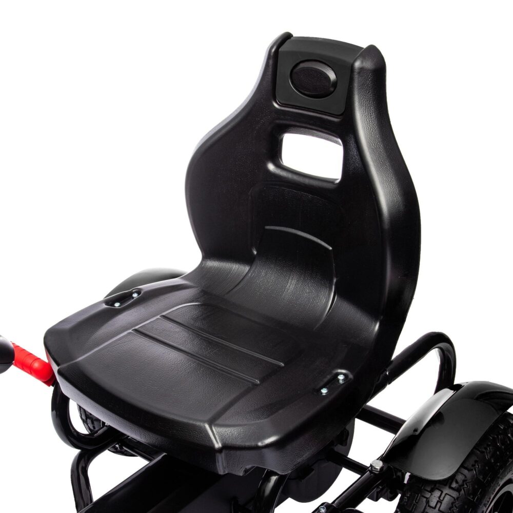 Svart gokart för barn med handbroms och justerbart säte – gummidäck, inget batteri krävs