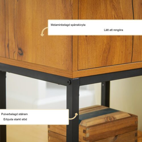 Industrial Design Console Table With Cabinet – Space Saving Storage | Robust stål och träbyggnad