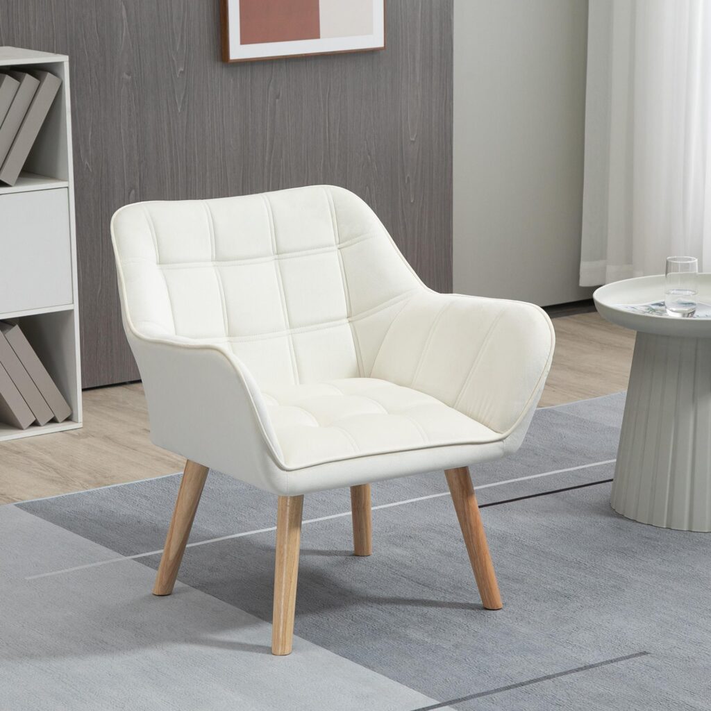 Fåtölj i skandinavisk design | Sammetsklädd för komfort, upphöjda ben och enkel montering