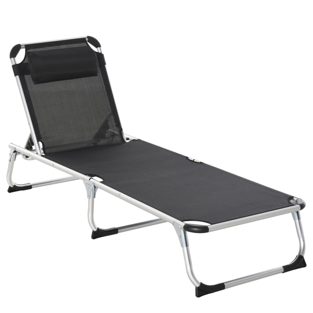 Justerbar trädgårdsstol med 5-vägs lutning – vik och förvara design | Ergonomisk solsäng i mesh för avkoppling utomhus