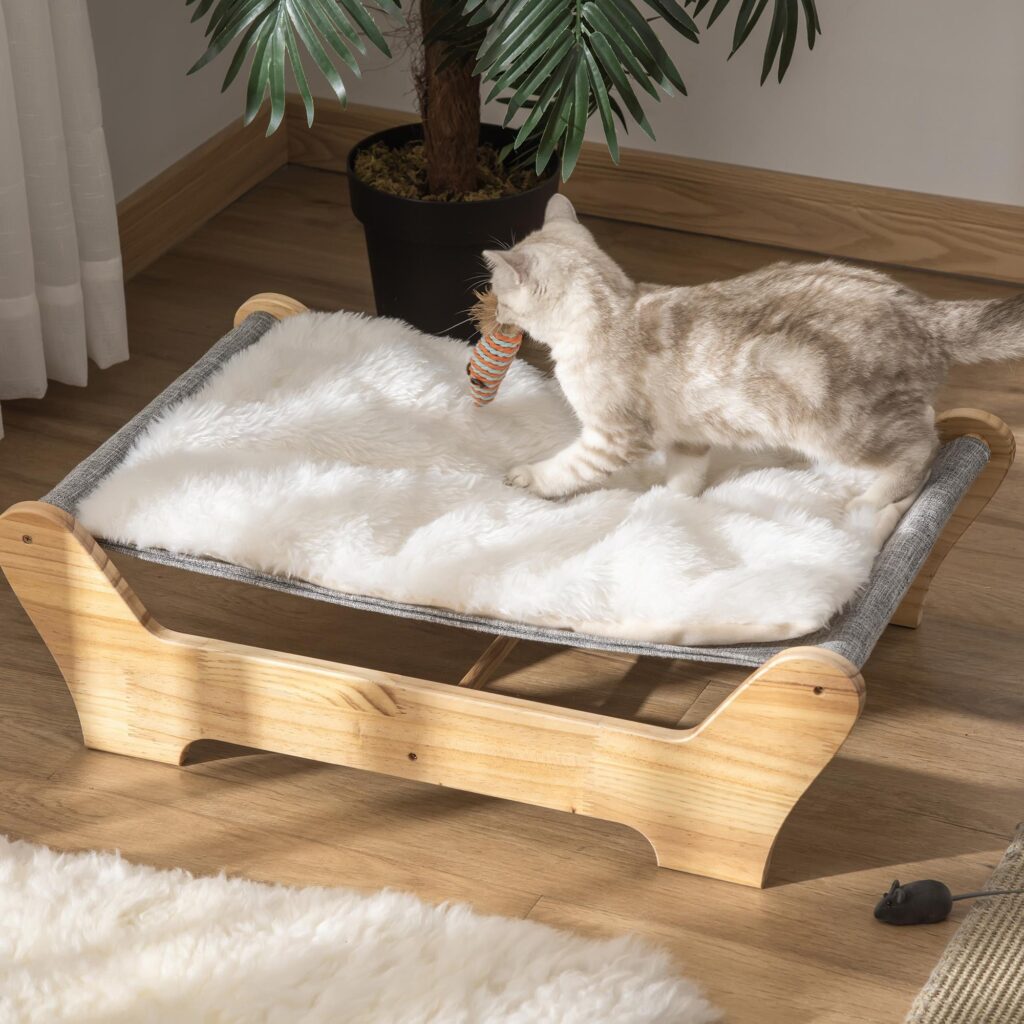 Hängmatta med kattsäng och ram - Komfort i alla väder med robust konstruktion i furu | Maskintvättbar kudde Design