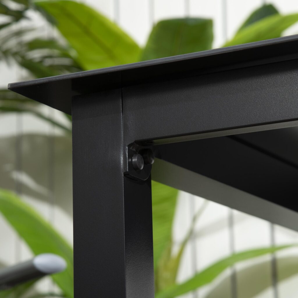 Fyrkantigt trädgårdsbord för 4 | Ram i härdat glas och aluminium - lätt att rengöra, rostsäker, minimalistisk design - 80x80x74cm