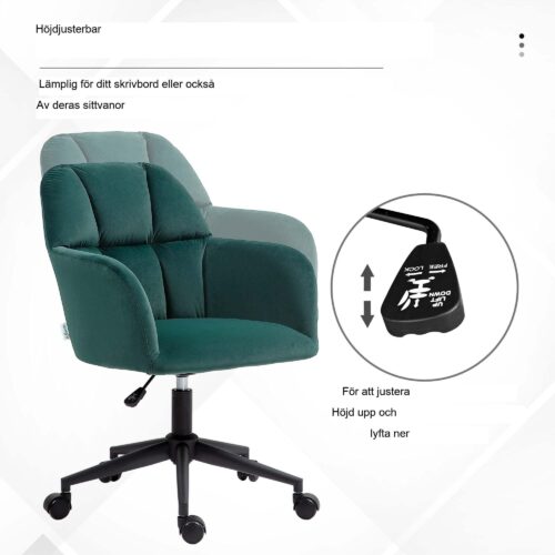 Ergonomisk modern kontorsstol med höjdjustering – sammetsklädsel, snurrbar design, robust för upp till 120 kg