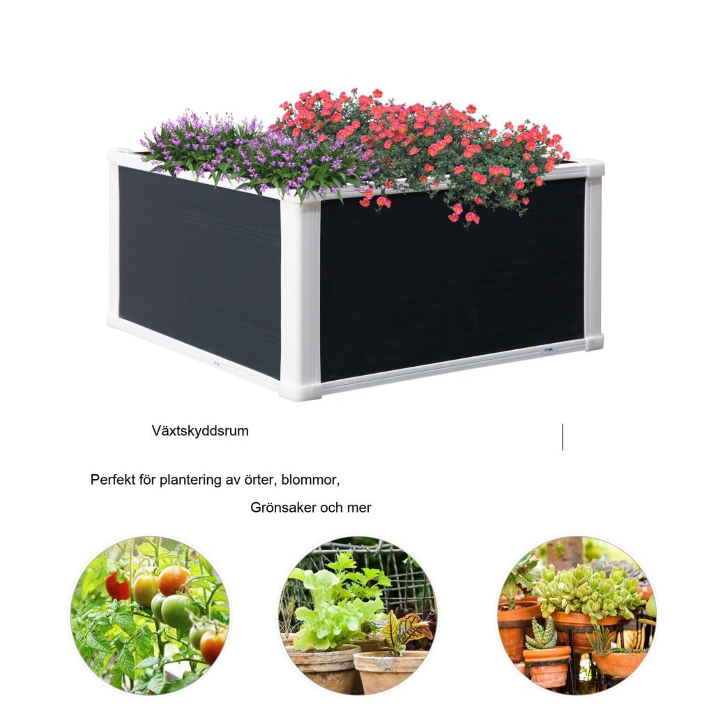 upphöjd bädd blomlåda plantering 60x60x30cm med dräneringsfunktion - robust plastkonstruktion för grönsaker och örter