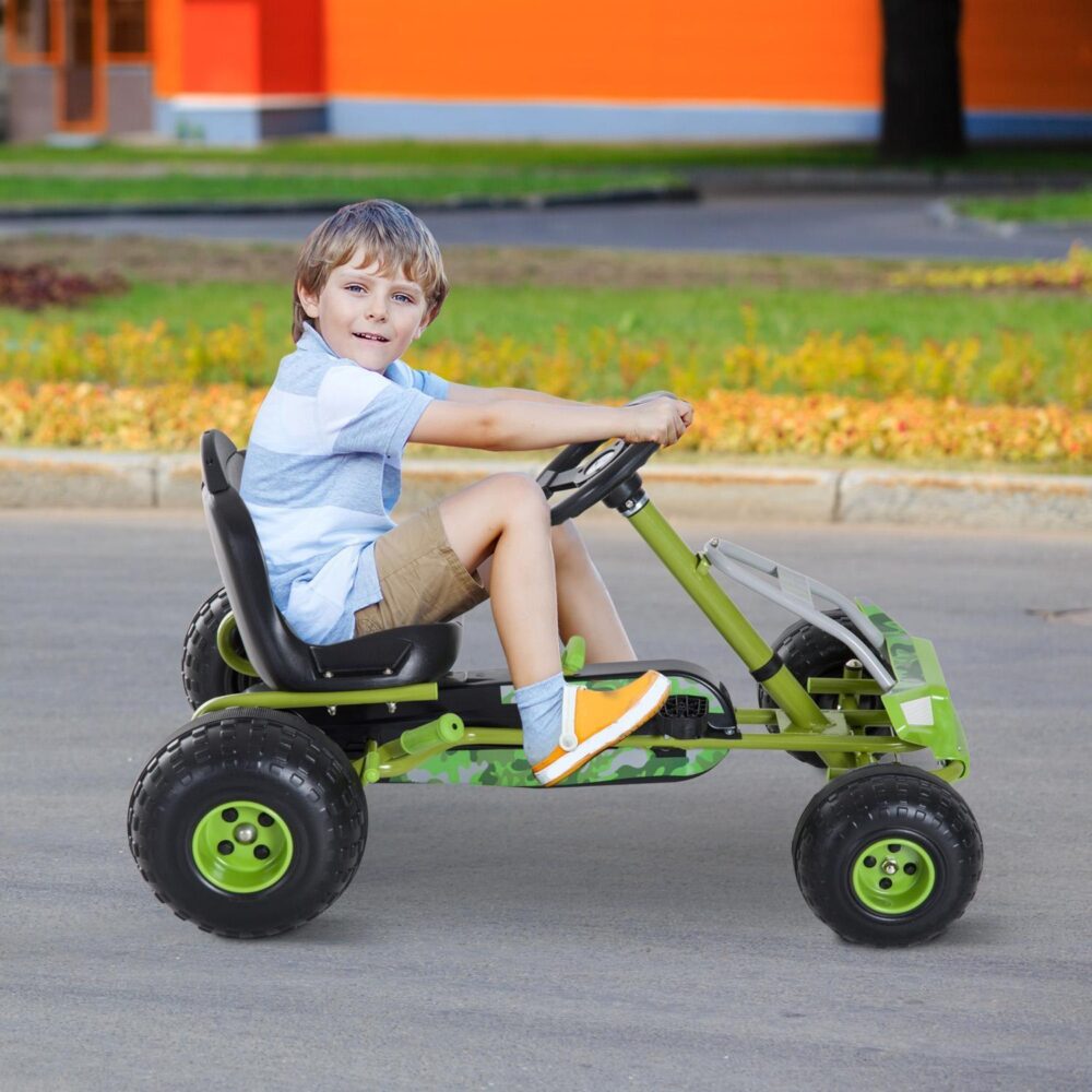 Barn Go Kart Pedalbil med justerbart säte och handbroms – terrängdesign för 3+ år