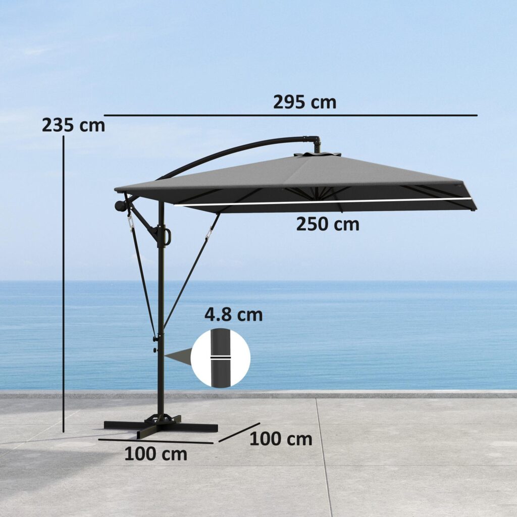 Konsol Parasoll Ø260cm UV-skydd 50+ | Vindtätt, vattenavvisande och lutbart trädgårdsparaply med stativ och överdrag
