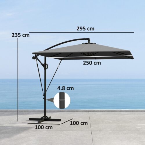 Konsol Parasoll Ø260cm UV-skydd 50+ | Vindtätt, vattenavvisande och lutbart trädgårdsparaply med stativ och överdrag