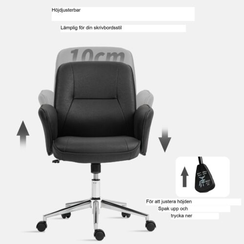 Ergonomisk kontorsstol med gungfunktion, justerbar i höjdled, stöder upp till 120 kg