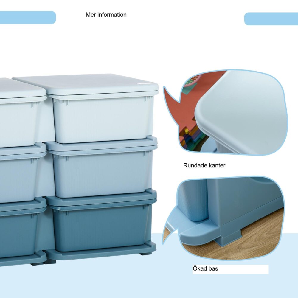 Plastförvaringslåda med 6 stora lådor – kompakt och barnvänlig arrangör för barnrummet