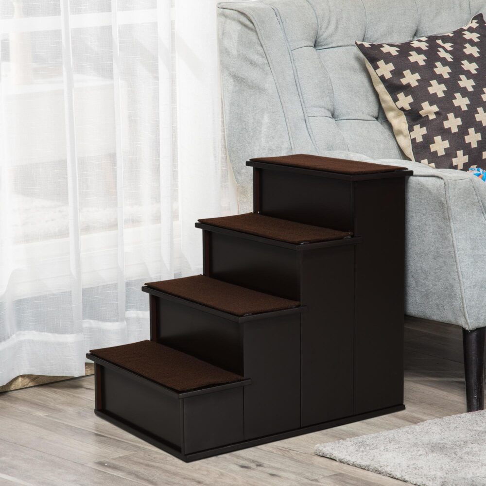 Pet Stairs Hund och katt med LÄTT KLÄTTRING – Robust MDF-konstruktion för säker rörlighet, stöder upp till 30 kg