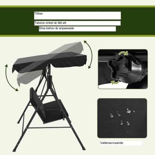 Hollywood Swing 3-sits Garden Swing – ultimat avkoppling utomhus med justerbart skuggtak och enkel montering
