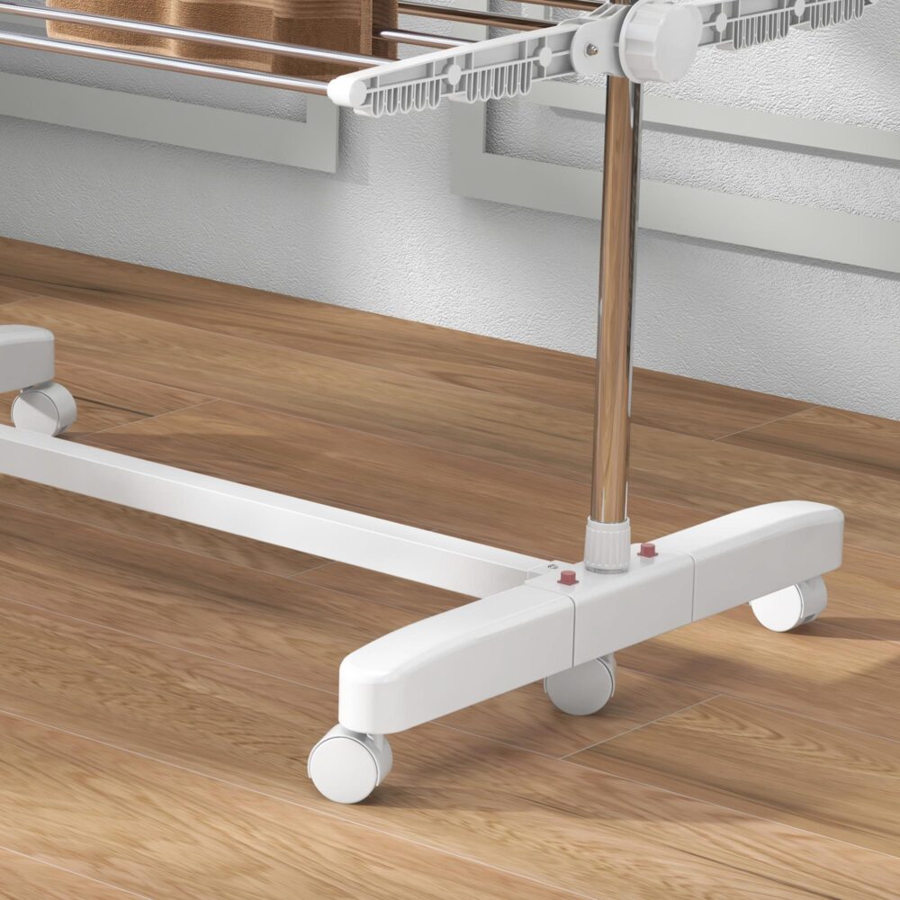Foldbar mobil tvättställ med 4 nivåer, rymdbesparande design, rullar för enkel rörelse, hållbar stålkonstruktion