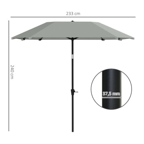 Parasoll Ø233cm Vindtät och stabil med Hand Crank Tilt-funktion – Åttkantig design för trädgård, terrass, strand