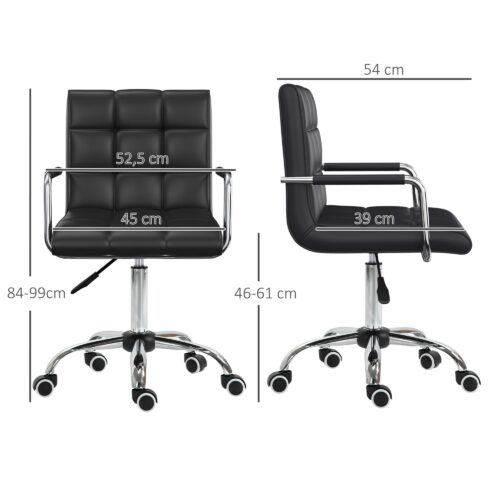 Ergonomisk skrivbordsstol med höjdjustering – lyxigt PU-läder och hjul med 5 hjul