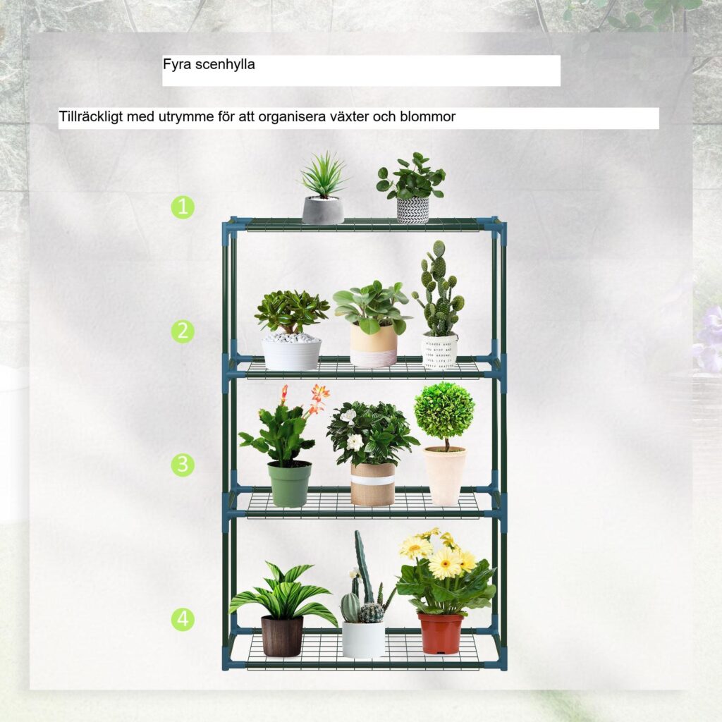 Växthylla Set med 2 | 4 nivåer blomkrukhållare för balkong / trädgård, robust stålkonstruktion med platsbesparande design, kraftig och lätt att montera