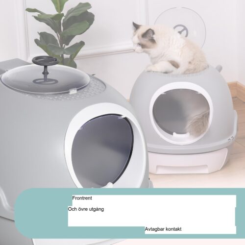 Kattlåda med takfönsterdesign och bottenlåda som är lätt att rengöra | Bärbar och hygienisk katttoalett