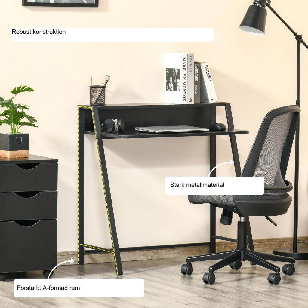 Snyggt datorbord med inbyggd kabelhantering och hållbar design för hemmakontoret