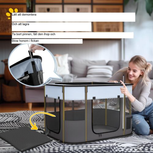 Valplekhage med vikbar design och hållbara nätdörrar/fönster, perfekt för små hundar under 10 kg
