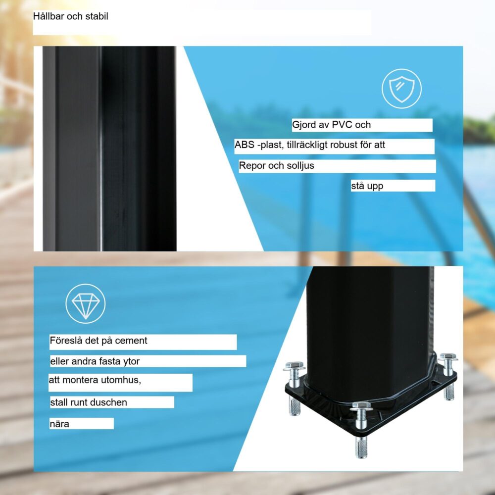 Soldusch 35L – Soldrivet varmvatten med justerbar temperatur och tryck – Hållbar design för utomhusbruk