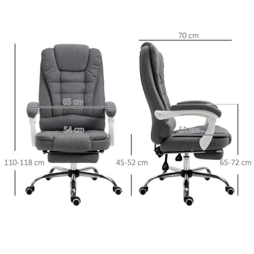 Justerbar ergonomisk skrivbordsstol med fällbart fotstöd och 5-hjuls svängbar för komfort på hemmakontoret