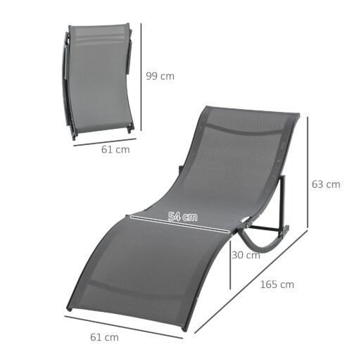 Set med 2 ergonomiska S-formade solstolar – vikbar design med andningsbart Texteline-tyg