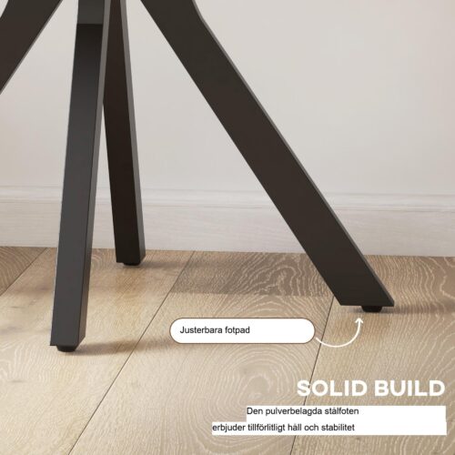 Runt matbord | Platsbesparande modernt köksbord med stålram för två – rustikt brunt (78cm diameter, 75cm höjd)