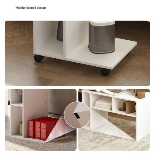 Multifunktionellt sidobord | Platsbesparande förvaring | Mobil med hjul