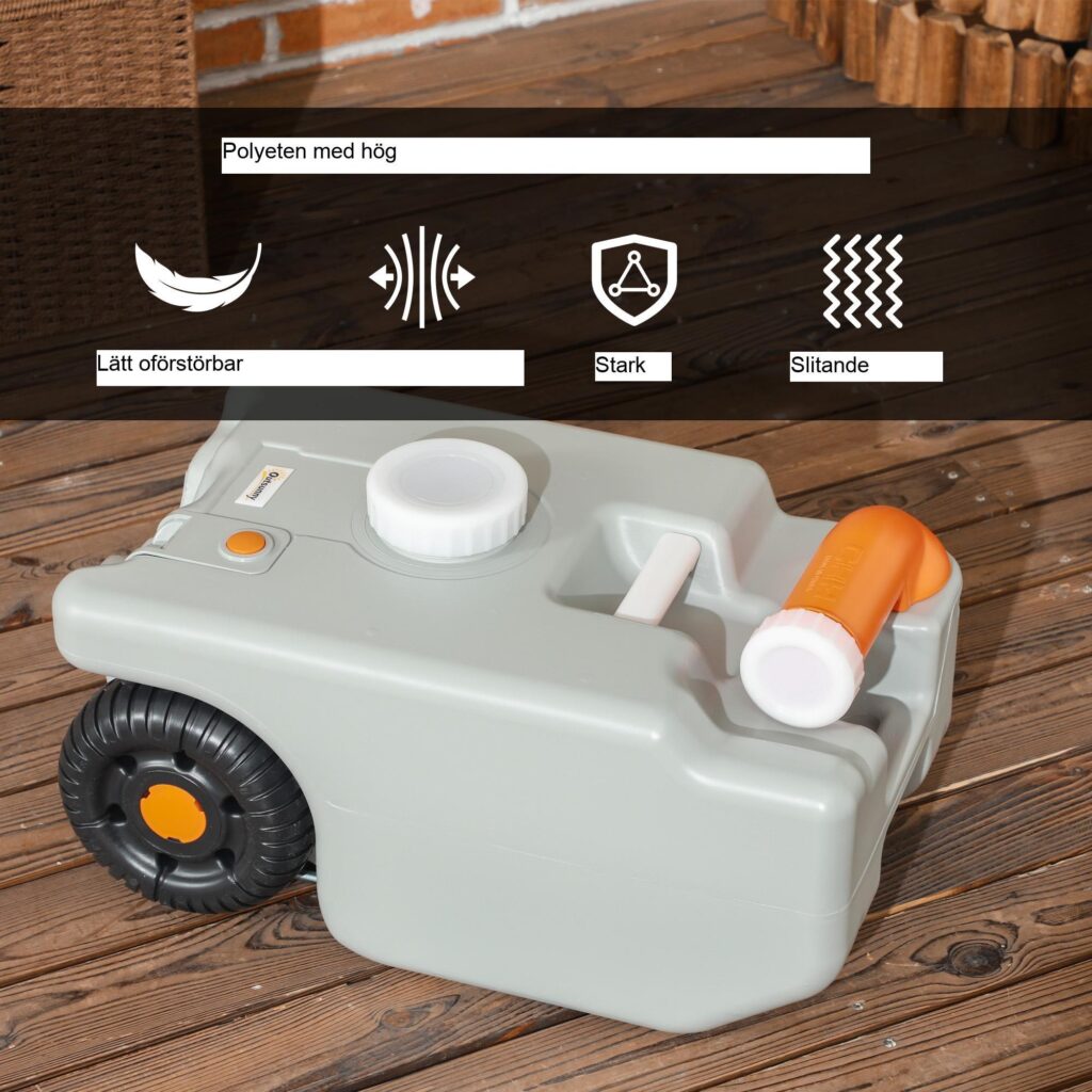 22 liters smutsvattentank rullande bärbart vikbart handtag roterande pip inga stänk design